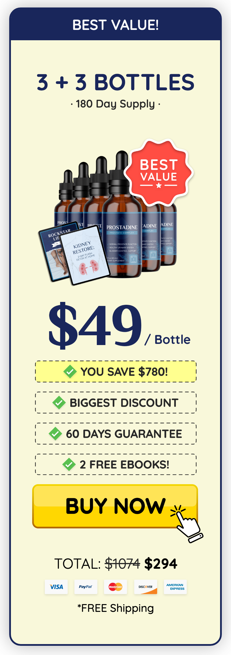 Prostadine 180 day supply